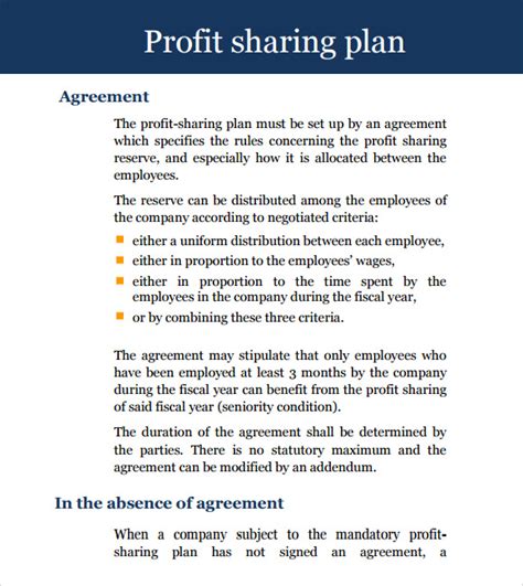 Partnership Profit Sharing Agreement Template