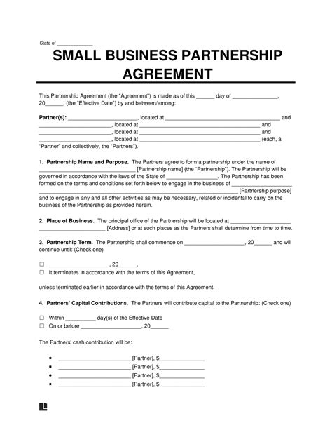 Partnership Agreement - Sample, Template - Word and PDF