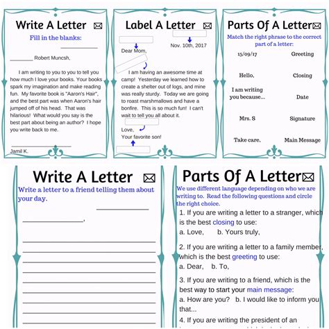 Parts Of A Letter Worksheet