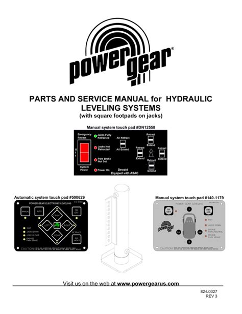 Parts and Service Manual for Hydraulic Leveling Systems with 