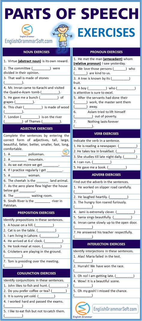 Parts of Speech Exercises [Worksheet] with Answers - EnglishGrammarSoft