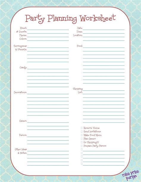 Party Planning Template Google Docs