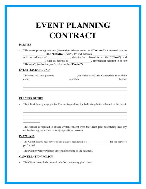 9 Party Planner Contract Template Perfect Template Ideas
