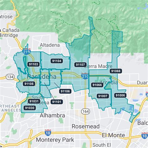 Pasadena Zip Code Map
