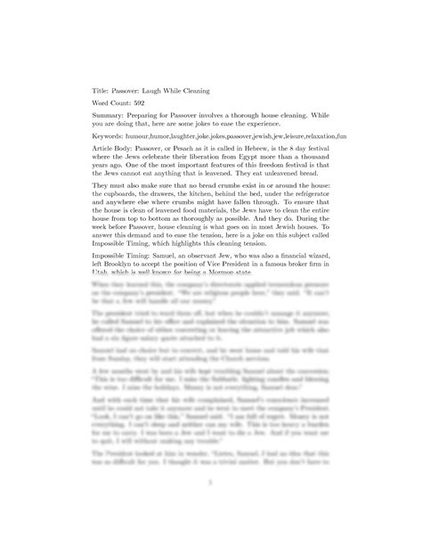 SOLUTION Passover Laugh While Cleaning Studypool