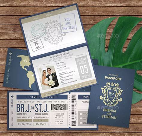 Passport Wedding Invitation Templates 15+ Free PSD Vector Downloads