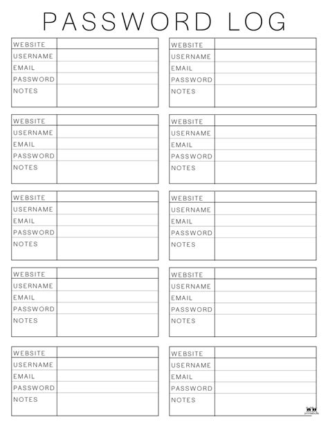 Password Log Printable