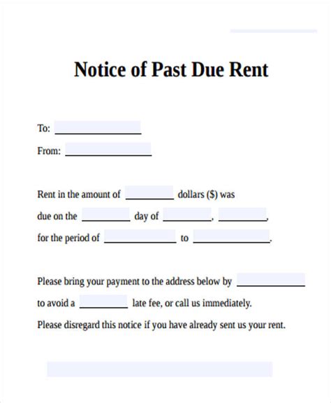Past Due Rent Notice Template Free