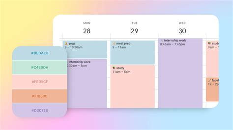 Pastel Google Calendar Colors