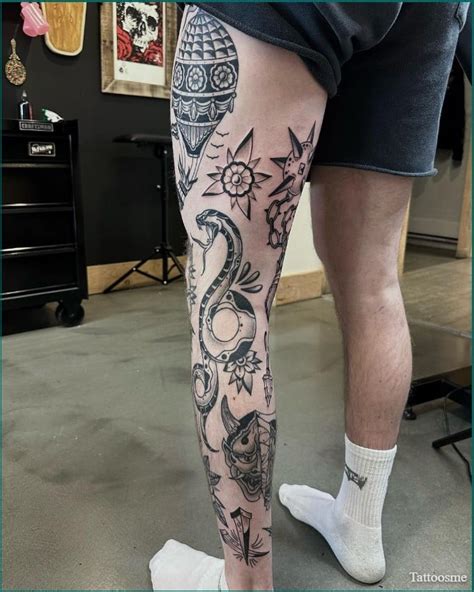 Patch Work Leg Tattoos
