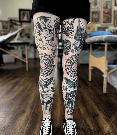 Patchwork Leg Tattoos