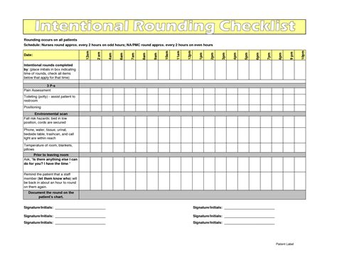 Patient Rounding Template