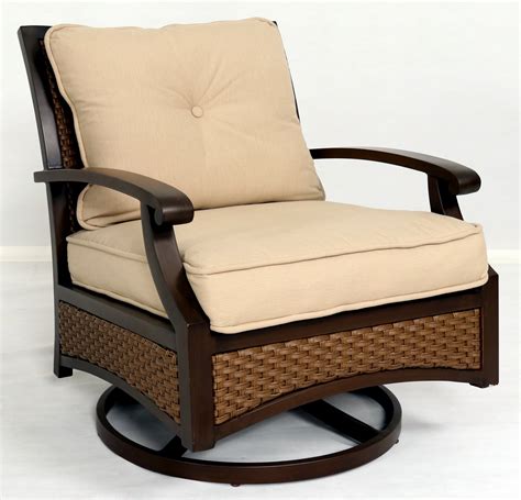 Outdoor Patio Swivel Rocker Chair With Sunbrella Sesame Linen Cushion