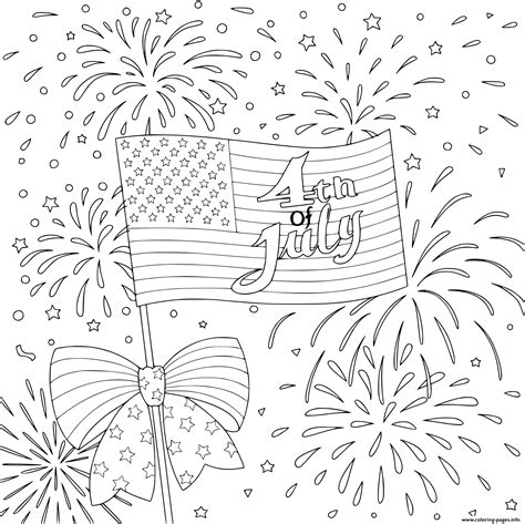American Flag 4th Of July Coloring page Printable