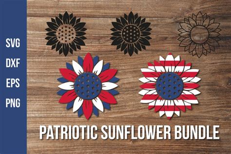 Download Patriotic Sunflower Bundle Commercial Use DXF Files