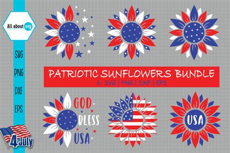 Download Patriotic Sunflower Bundle Commercial Use For Crafts