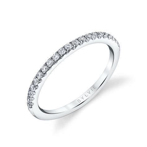 14K White Gold Pave Wedding Band - Elegant and Timeless Design