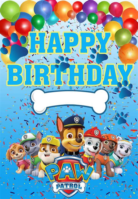 Paw Patrol Printable Birthday Card