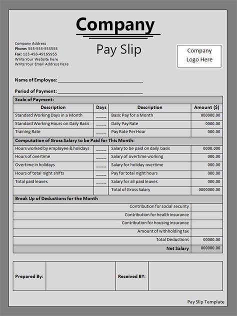 Pay Slip Template Word