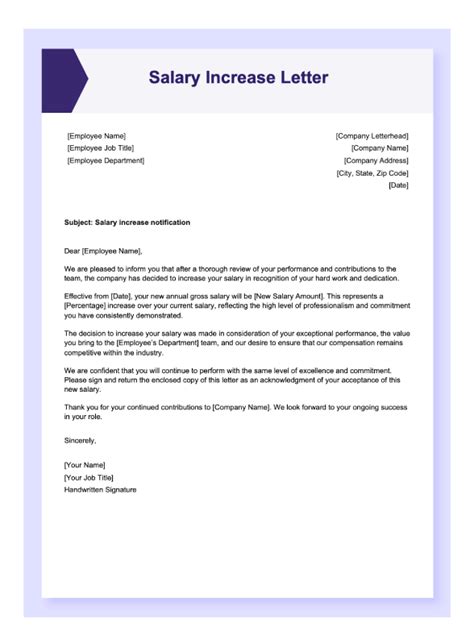 Pay Raise Template Letter