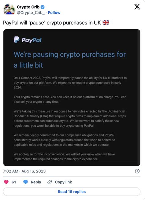 PayPal Suspends Crypto UK