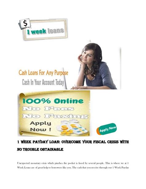 Payday Loan For 1 Week