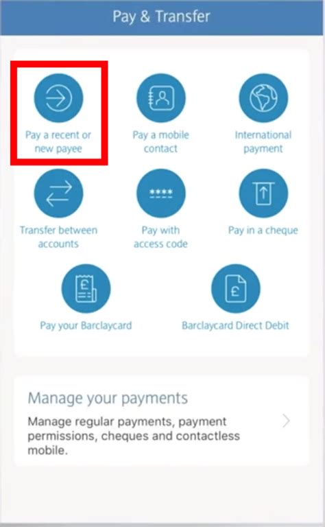 Payee List on Barclays App