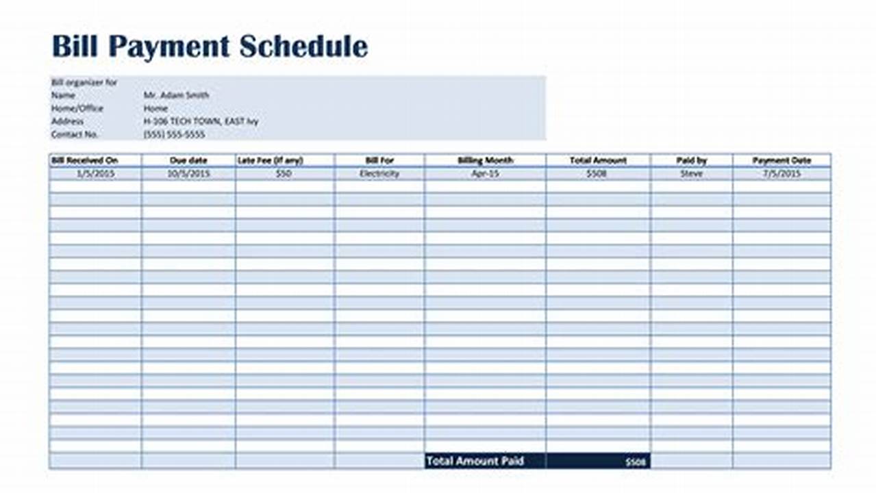 Payment Schedule, Sample Templates