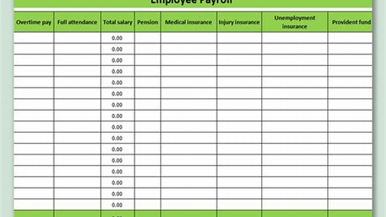 Payroll Spreadsheet Template Excel