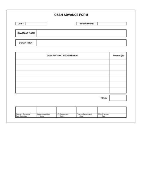 Payroll Cash Advance Form