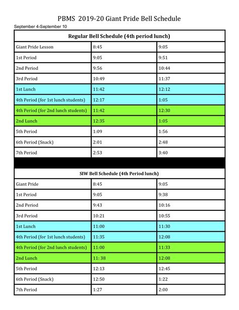 Pbms Bell Schedule