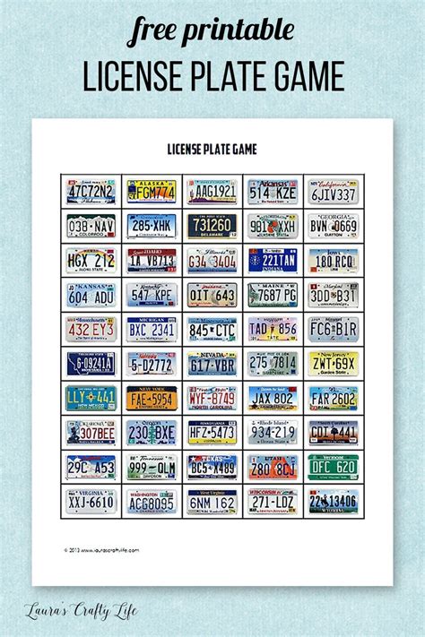 Pdf License Plate Game Printable