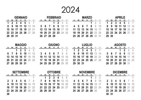 calendario 2024 orizzontale e verticale
