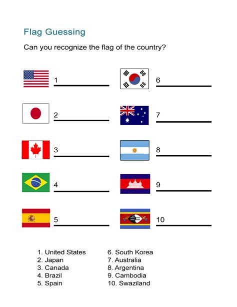 Pdf Flags Of The World Quiz Printable