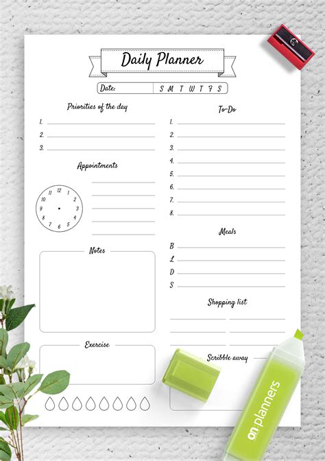 Pdf Free Printable Daily Planner Template