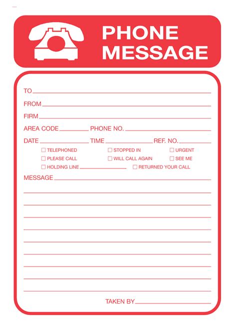 Pdf Free Printable Phone Message Template