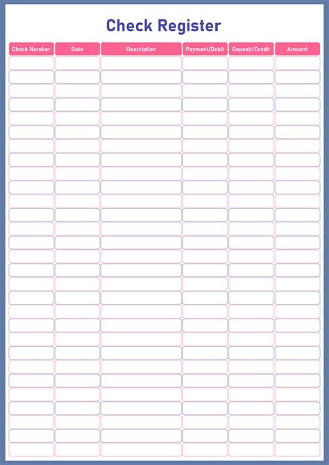 Pdf Free Printable Printable Check Register
