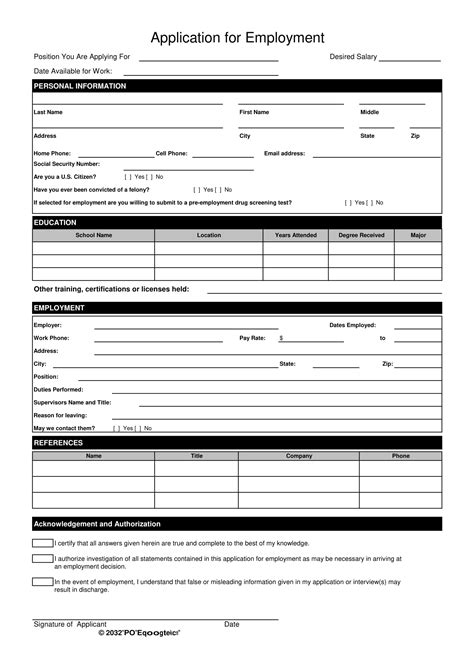 Free Printable Job Application Form Pdf Free Printable