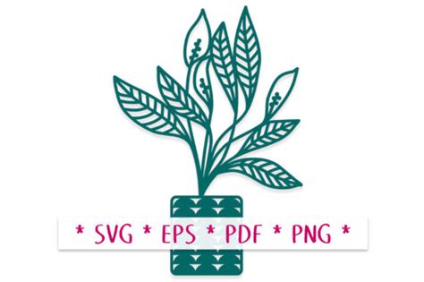 Download Peace Lily Potted Plant SVG Cut File Files DXF Files