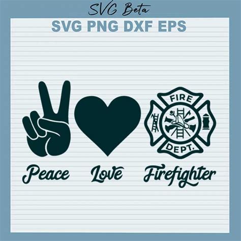 Download Peace Love Firefighter DXF Files