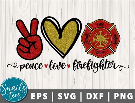 Download Peace Love Firefighter For Crafts