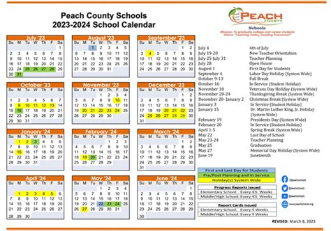 Peach County Calendar