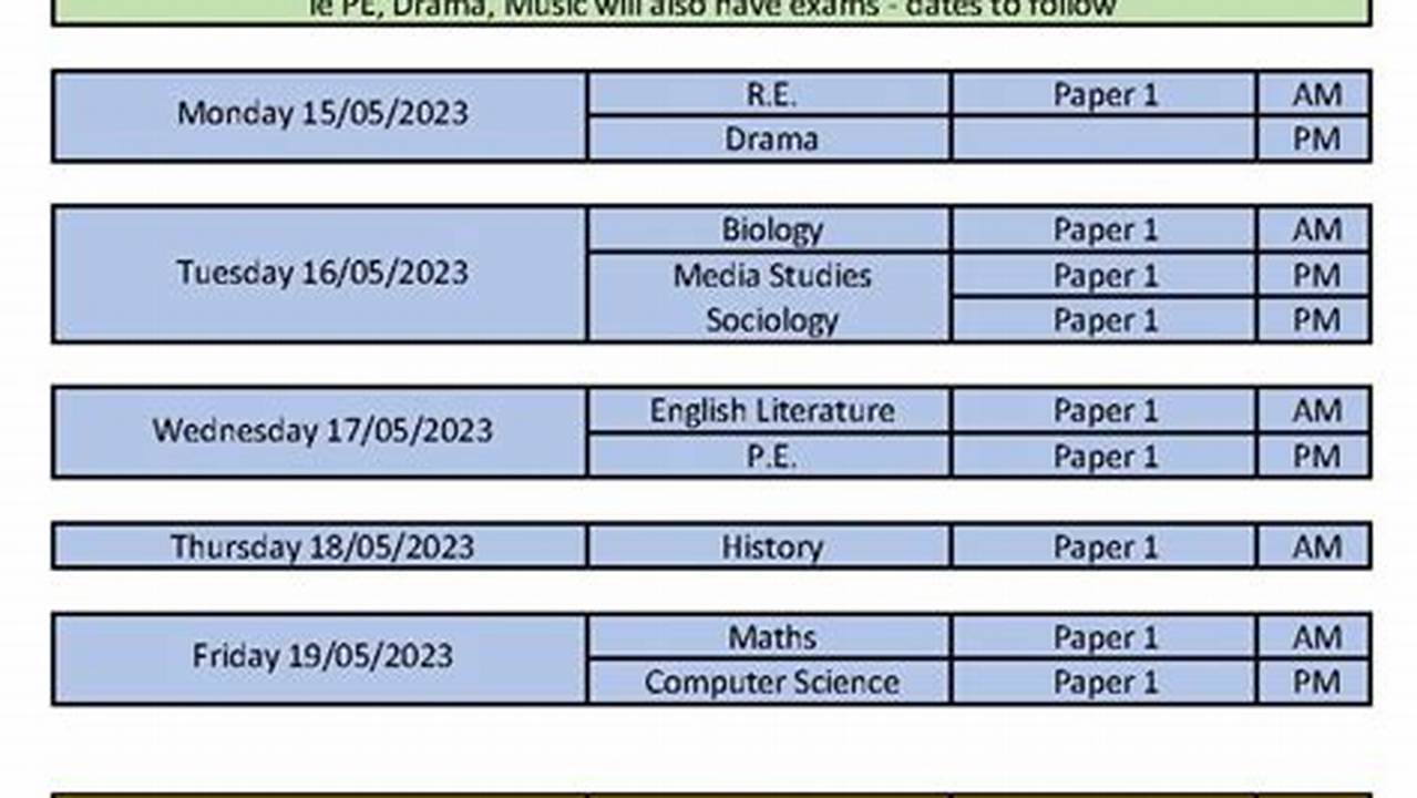 Pearson Edexcel Gcse Summer 2024 Exam Timetable