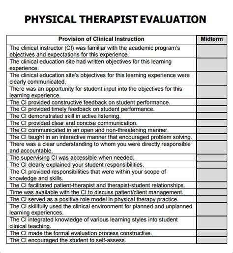7 Sample Physical Therapy Evaluation Templates to Download Sample