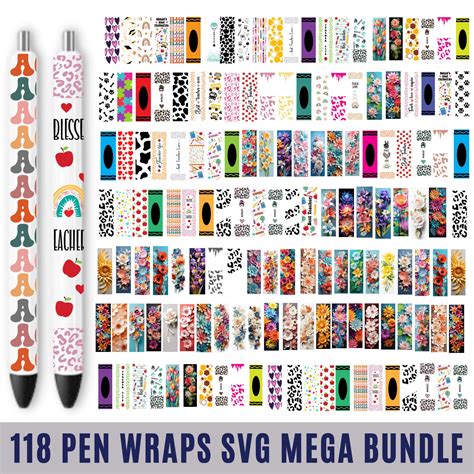 Download Pen Wrap Bundle Cricut SVG DXF Files