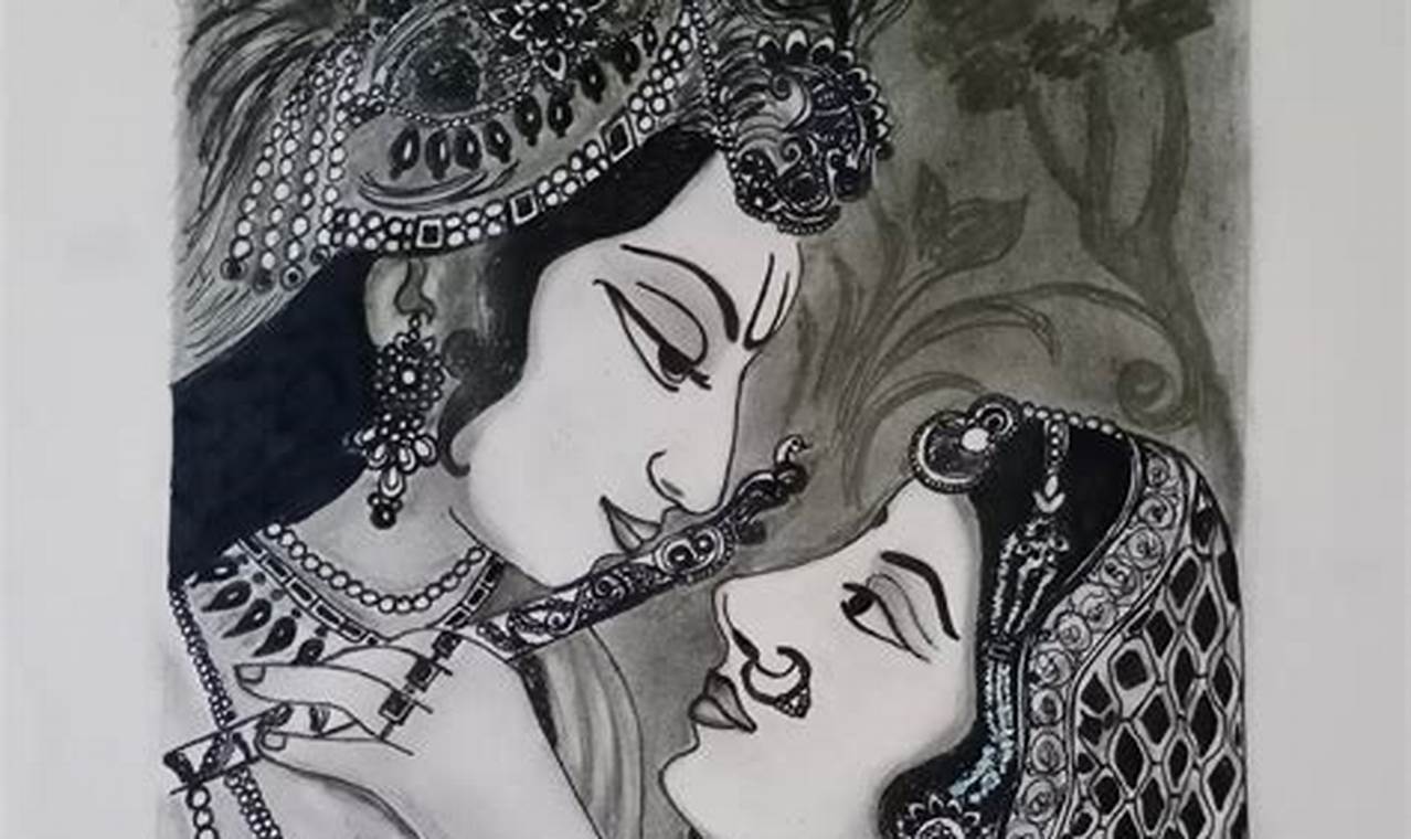 Pencil Sketch Radha Krishna: A Masterpiece of Divine Love