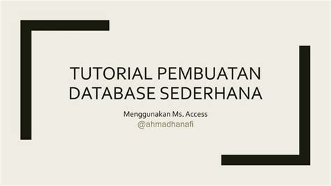 Tutorial Pembuatan Database