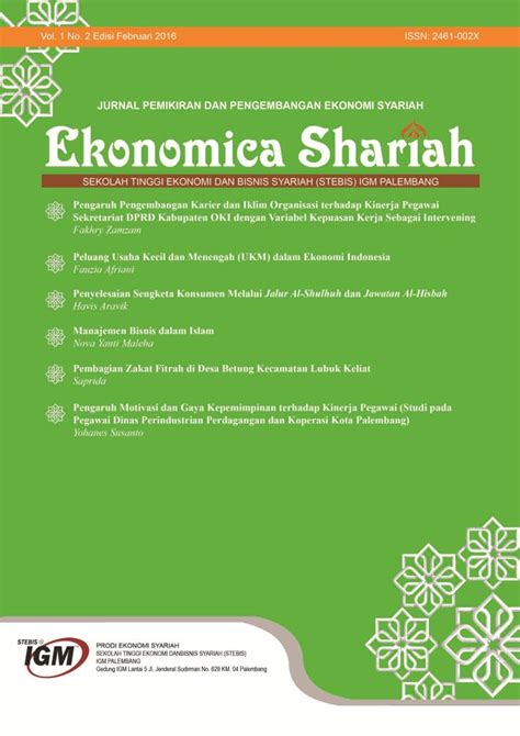 Peluang Usaha Kecil dan Menengah (UKM) dalam Ekonomi Indonesia Ekonomica Sharia Jurnal