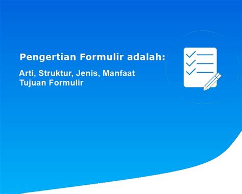 Pengertian Dari Formulir