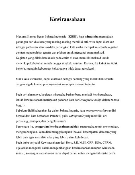 Pengertian Kewirausahaan Menurut Kamus Besar Bahasa Indonesia